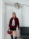POLO YAKA FULARLI OVERSİZE TRİKO KAZAK BORDO