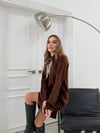 POLO YAKA FULARLI TRİKO ELBİSE ACI KAHVE