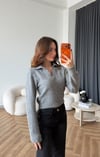 Polo Yaka Triko Kazak Gri 2564