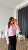 Polo Yaka Triko Kazak Pembe 2564