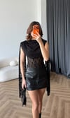 Şal Yaka Omuz Saçaklı Dantel Bodysuit Siyah 2488