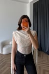 Şal Yaka Omuz Saçaklı Dantel Bodysuit Krem 2488