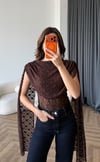 Şal Yaka Omuz Saçaklı Dantel Bodysuit Acı Kahve 2488