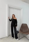 SALAŞ DÜŞÜK OMUZ BLUZ VE PANTOLONLU MODAL İKİLİ TAKIM SİYAH FRG-6011