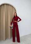 SANDY CROP VE PANTOLONLU İKİLİ TAKIM BORDO