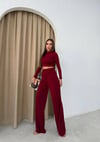 SANDY CROP VE PANTOLONLU İKİLİ TAKIM BORDO