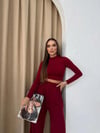 SANDY CROP VE PANTOLONLU İKİLİ TAKIM BORDO