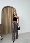 SATEN DESENLİ BEL BAĞCIKLI PALAZZO PANTOLON LEOPAR