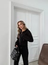SELANİK KUMAŞ FERMUARLI KAPÜŞONLU HIRKA VE PANTOLONLU İKİLİ TAKIM SİYAH MNS-3010