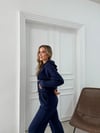 SELANİK KUMAŞ FERMUARLI KAPÜŞONLU HIRKA VE PANTOLONLU İKİLİ TAKIM LACİVERT MNS-3010