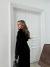SELANİK KUMAŞ FERMUARLI KAPÜŞONLU HIRKA VE PANTOLONLU İKİLİ TAKIM SİYAH MNS-3010