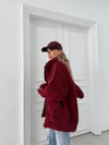 ŞERİT DETAY İÇ ASTARLI OVERSİZE TEDDY MONT BORDO