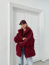 ŞERİT DETAY İÇ ASTARLI OVERSİZE TEDDY MONT BORDO