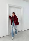ŞERİT DETAY İÇ ASTARLI OVERSİZE TEDDY MONT BORDO