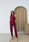 SIFIR KOL BLUZ VE PANTOLONLU AYROBİN İKİLİ TAKIM BORDO