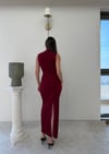 Sıfır Kol Drape Detay Uzun Sandy Elbise Bordo 2075