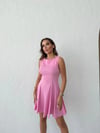 SIFIR KOL KLOŞ ETEK LİKRALI ELBİSE PEMBE
