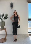 Sıfır Kol Simli Plaj Elbise Siyah 2379