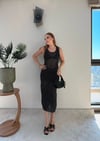 Sıfır Kol Simli Plaj Elbise Siyah 2379