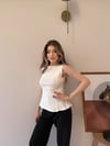 Sıfır Kol Volanlı Modal Bluz Beyaz 2342