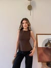 Sıfır Kol Volanlı Modal Bluz Kahve 2342