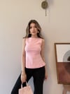 Sıfır Kol Volanlı Modal Bluz Pembe 2342
