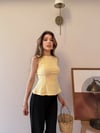 Sıfır Kol Volanlı Modal Bluz Sarı 2342