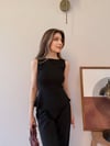 Sıfır Kol Volanlı Modal Bluz Siyah 2342