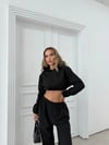 SİMLİ KAPÜŞONLU SWEAT VE PANTOLON İKİLİ TAKIM SİYAH
