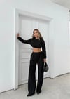 SİMLİ KAPÜŞONLU SWEAT VE PANTOLON İKİLİ TAKIM SİYAH