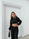 SİMLİ KAPÜŞONLU SWEAT VE PANTOLON İKİLİ TAKIM SİYAH