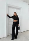 SİMLİ KAPÜŞONLU SWEAT VE PANTOLON İKİLİ TAKIM SİYAH