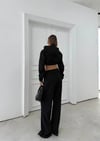 SİMLİ KAPÜŞONLU SWEAT VE PANTOLON İKİLİ TAKIM SİYAH