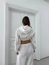 SİMLİ KAPÜŞONLU SWEAT VE PANTOLON İKİLİ TAKIM BEYAZ