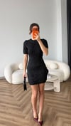 Simli Triko Elbise Siyah 2510