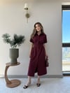 Sırt Bağlama Detay Bel Drape Uzun Gömlek Elbise Bordo 2351