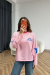 Sırt Baskı Kol Yıldız Detay Çizgili Sweat Kırmızı 2559