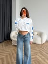 Sırt Baskılı Çizgili Sweat Beyaz 2561