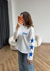 Sırt Baskılı Çizgili Sweat Beyaz 2561