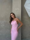 SIRT DEKOLTE ASKI BURGULU UZUN SANDY ELBİSE PEMBE