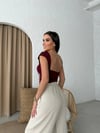 SIRT DEKOLTE DETAY CROP BLUZ BORDO