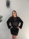 Sırt Dekolte Simli Plaj Elbise Siyah 2377