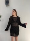Sırt Dekolte Simli Plaj Elbise Siyah 2377
