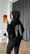 Sırt Nakiş Detay Kapişonlu Sweat Siyah 2456