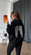 Sırt Nakiş Detay Kapişonlu Sweat Siyah 2456