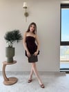 Straplez Bel Drape Detay İç Astarlı Şortlu Sandy Elbise Kahve 2294