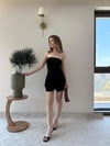 Straplez Bel Drape Detay İç Astarlı Şortlu Sandy Elbise Siyah 2294