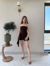 Straplez Bel Drape Detay İç Astarlı Şortlu Sandy Elbise Kahve 2294