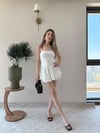 Straplez Bel Drape Detay İç Astarlı Şortlu Sandy Elbise Beyaz 2294