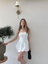 Straplez Bel Drape Detay İç Astarlı Şortlu Sandy Elbise Beyaz 2294